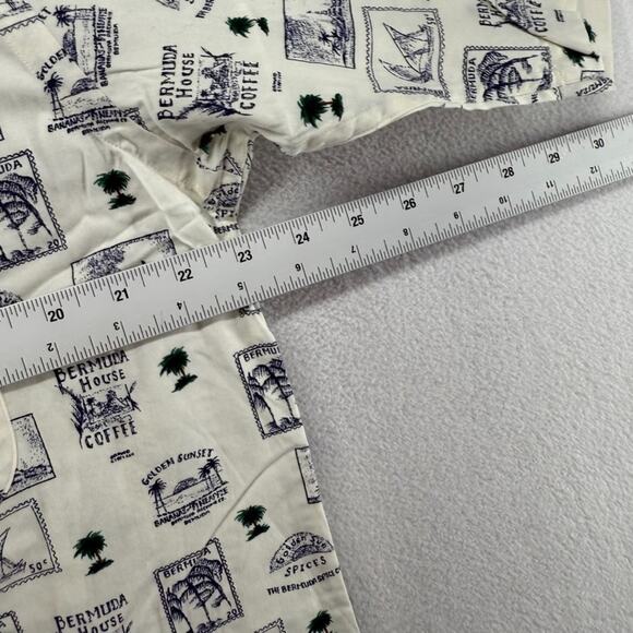 Vintage Nautica Shirt Men's medium Camo Loop Collar Stamps Geometric Coffee NEW - Picture 5 of 8